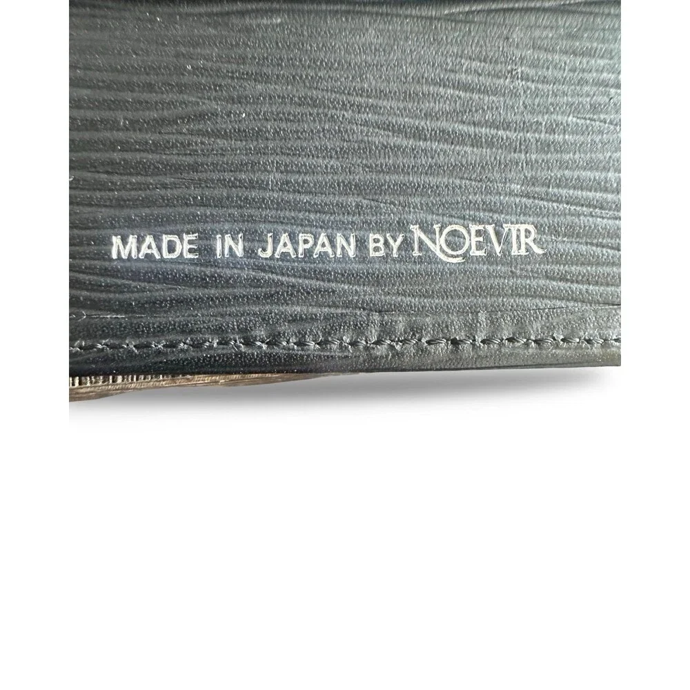 RARE Vintage Noevir Japan Black Textured Leather Wallet Gold Accent Bar – Epi St